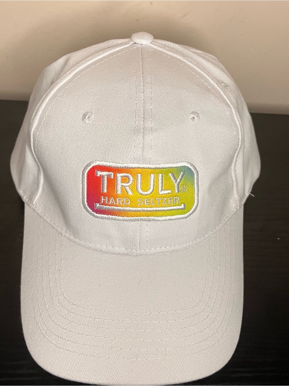 TRULY White Cap with Rainbow Gradient Logo